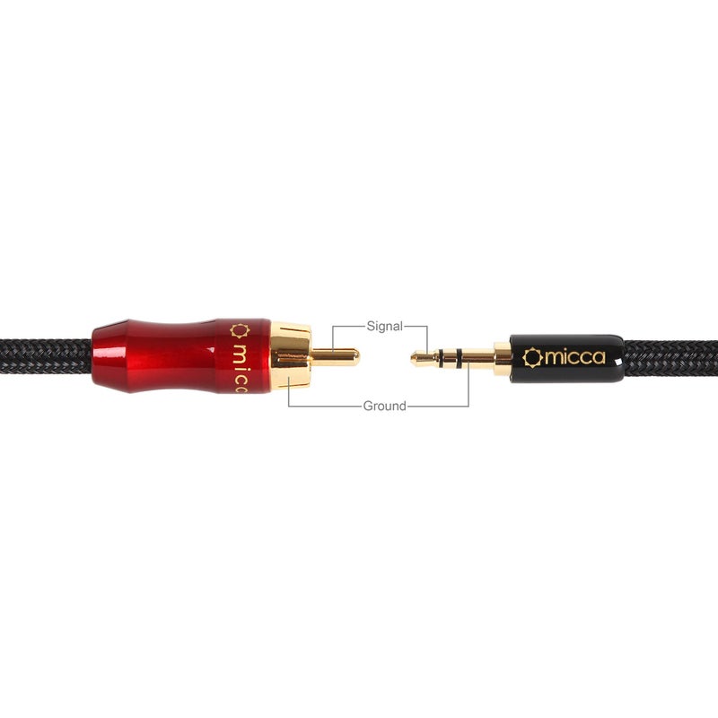 Micca Premium SPDIF Digital Coaxial Audio Cable - 3.5mm (1/8") to RCA, 3ft, Polarity: Tip - Signal, Sleeve - Ground - Image 2